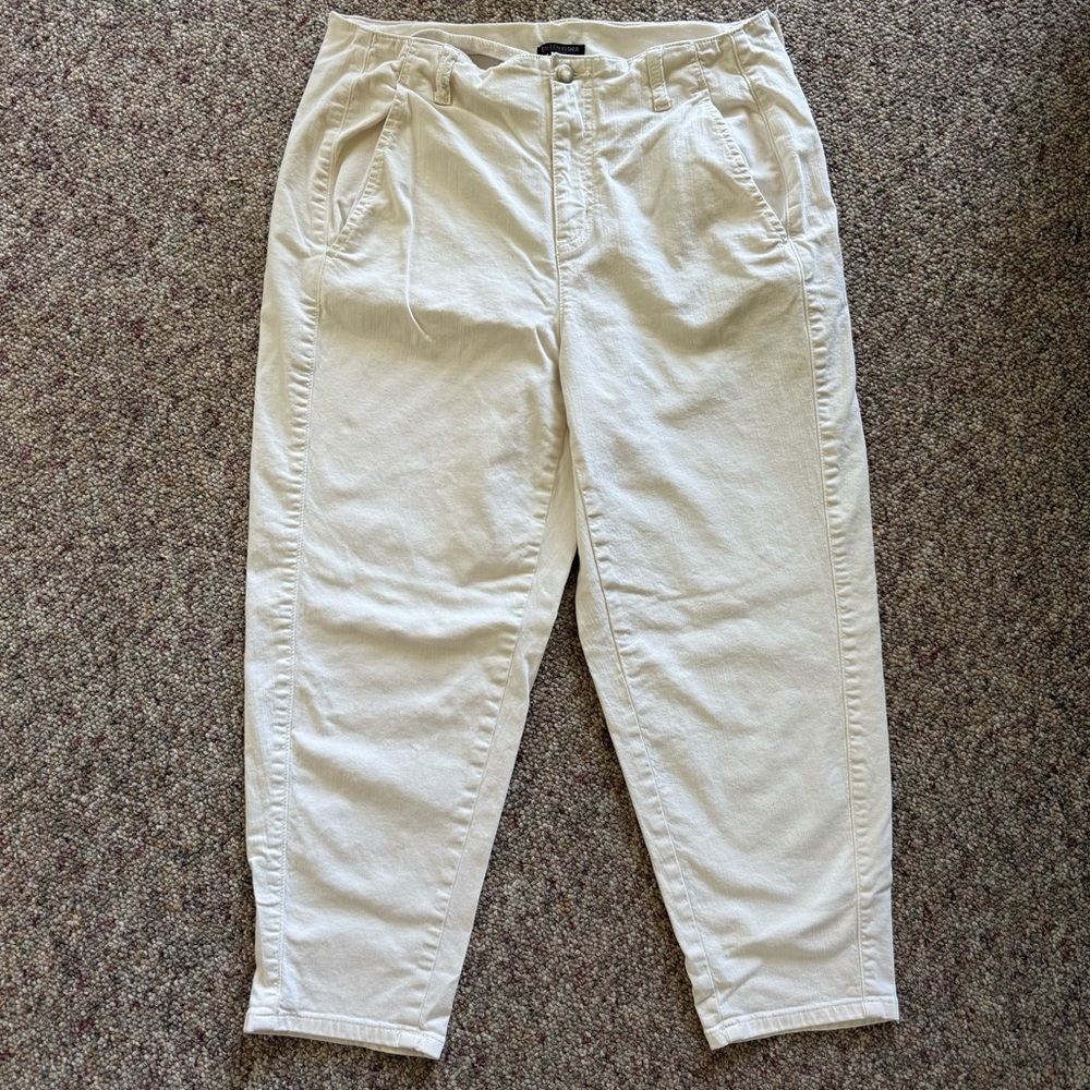 Eileen Fisher Organic Cotton Cream Cropped Denim Pants 14P